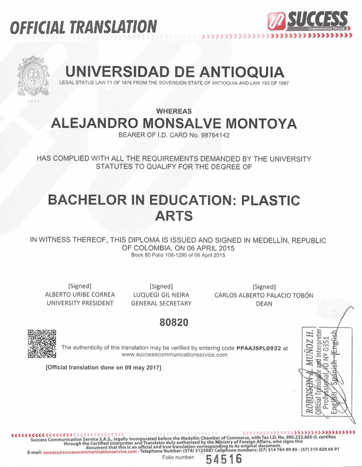 Bachelor Plastic Arts Certificate