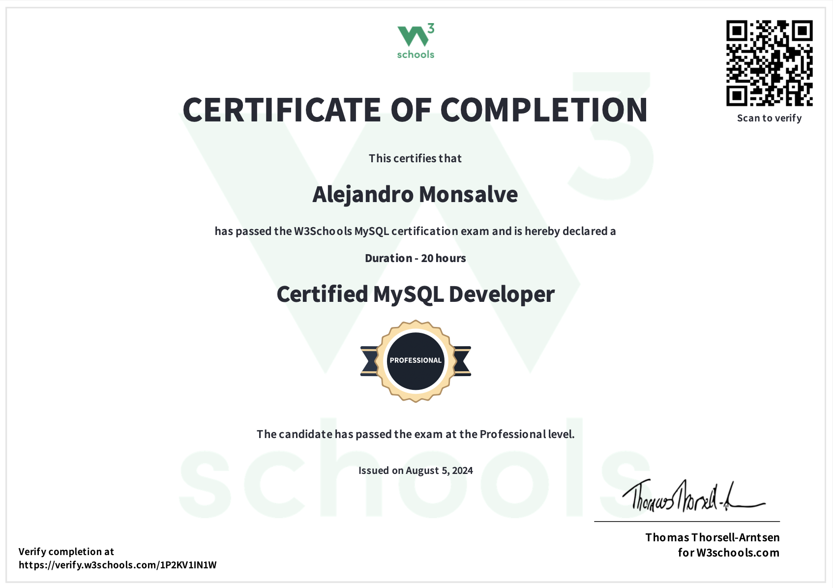 SQL Certificate